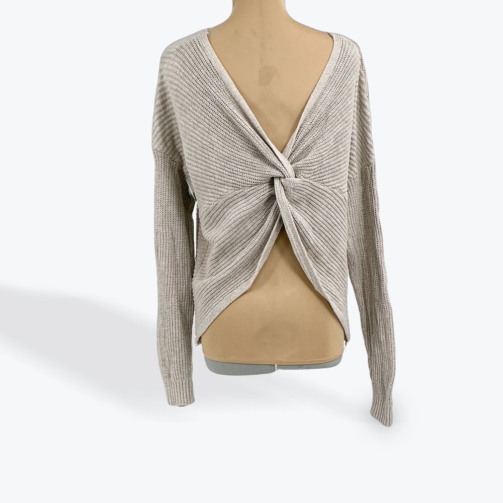 Hollister Twisted Back Knit Sweater Women's Size M Long Sleeve Casual Beige